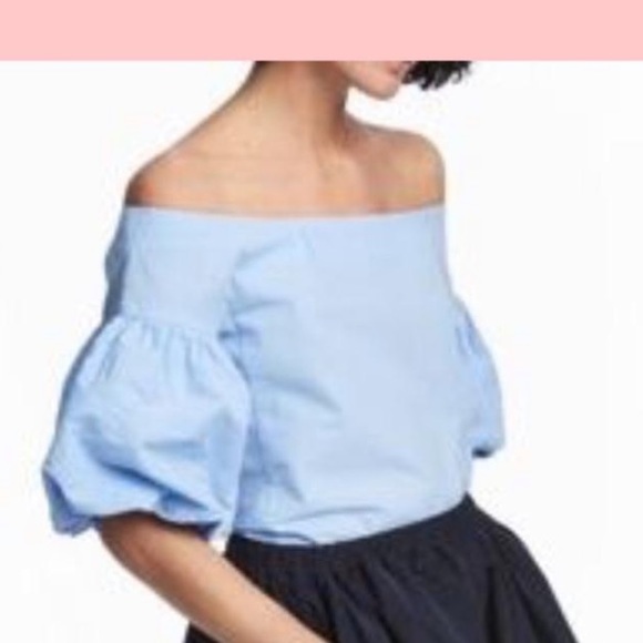 H&M off shoulder light blue puff sleeve top size 8 - Picture 2 of 6